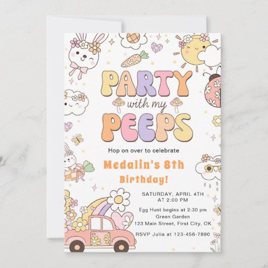 Party mit My Peeps Birthday Party Einladung (Vorderseite)