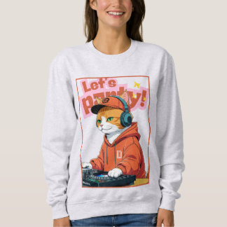 Party mit orangefarbener Katze lasse Sweatshirt