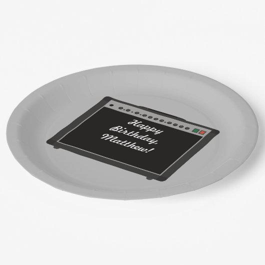 Party mit personalisierten Verstärkern Pappteller (Schrägansicht)