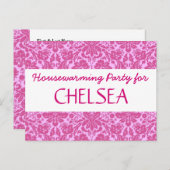 Party mit rosa Damast A04 Ankündigungspostkarte (Vorne/Hinten)