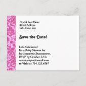 Party mit rosa Damast A04 Ankündigungspostkarte (Rückseite)