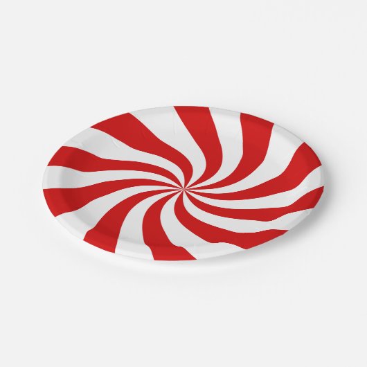 Party mit rotem Zuckerrohr Pappteller (Schrägansicht)