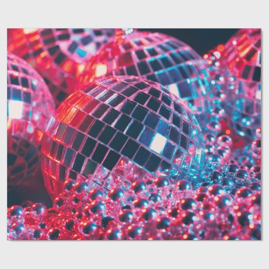 Party mit Spiegelbälle Ref. Geschenkpapier (Flach)