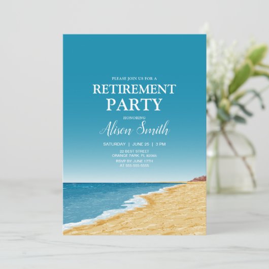 Party mit Strand, Meer und Himmel Einladung (Stehend Vorderseite)