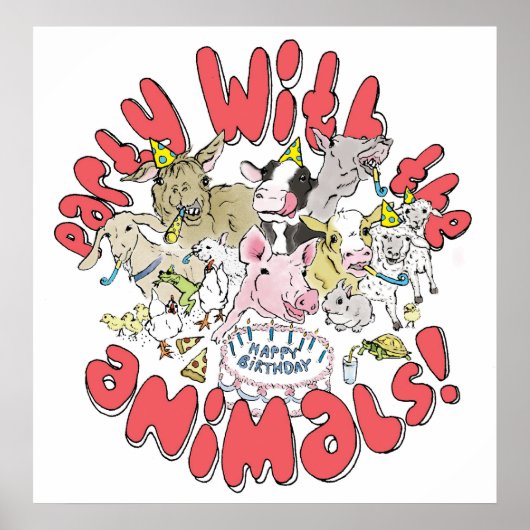 PARTY MIT TIEREN POSTER (Vorne)