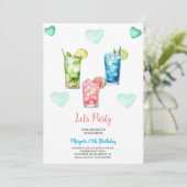 Party mit tropischen Cocktails im Sommer Einladung (Stehend Vorderseite)