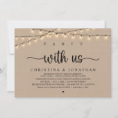 Party mit uns, rustikale Hochzeitsfeier Einladung (Vorderseite)