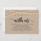 Party mit uns, rustikale Hochzeitsfeier Einladung (Vorderseite)