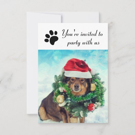 Party mit unserem Hund - 3x5 Feierabend Einladung (Vorderseite)