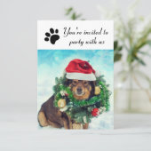 Party mit unserem Hund - 3x5 Feierabend Einladung (Stehend Vorderseite)