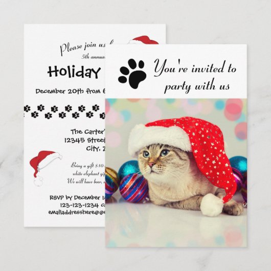 Party mit US Cat - 3x5 Feierabend Einladung (Vorne/Hinten)