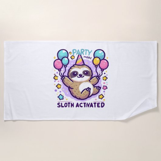 Party Mode Sloth Activated Birthday Balloon Sloth  Strandtuch (Vorderseite)