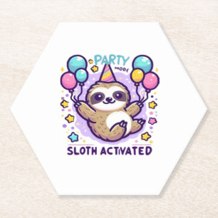 Party Mode Sloth aktiviert Geburtstagsballon Sloth Untersetzer