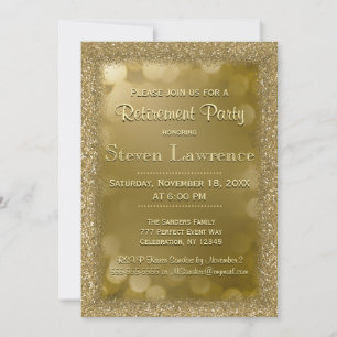 Party   Modern Gold Bokeh Glitzer Einladung