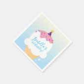 PARTY Moderne niedliche Retroeiskegel blau Serviette (Ecke)