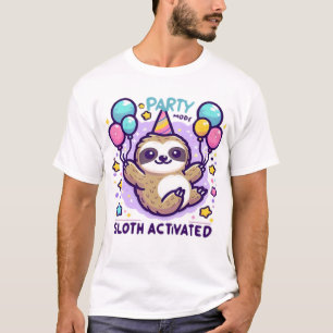 Party-Modus-Faultier Aktiviert Geburtstags-Luftbal T-Shirt