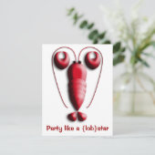 Party mögen ein Lobstar rot mit Herz-Förmigen Einladung (Stehend Vorderseite)