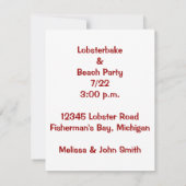 Party mögen ein Lobstar rot mit Herz-Förmigen Einladung (Rückseite)