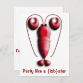 Party mögen ein Lobstar rot mit Herz-Förmigen Einladung (Vorne/Hinten)
