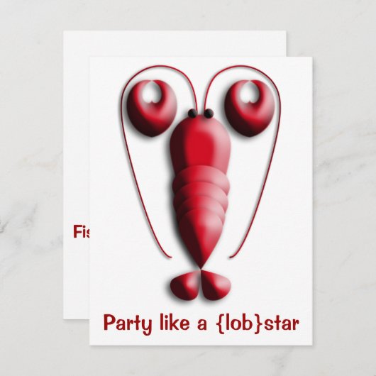 Party mögen ein Lobstar rot mit Herz-Förmigen Einladung (Vorne/Hinten)