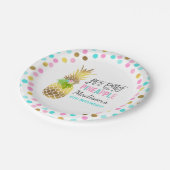 Party mögen eine Ananas-Papierplatte 7" rosa Gold Pappteller (Schrägansicht)