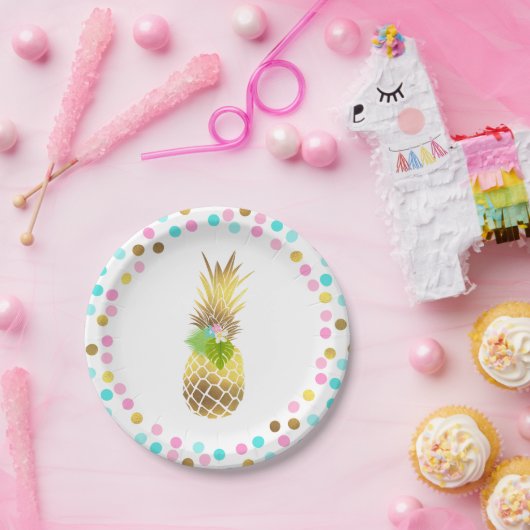 Party mögen eine Ananas-Papierplatte 7" rosa Gold Pappteller (Party)