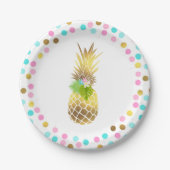 Party mögen eine Ananas-Papierplatte 7" rosa Gold Pappteller (Vorderseite)