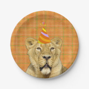 Party mögen einen Tierlöwe mit Hut-Geburtstag Pappteller