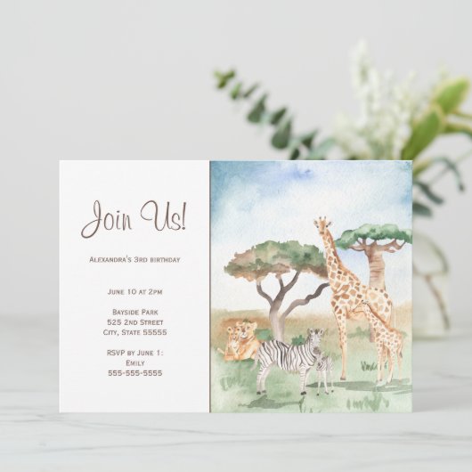 Party "Mommy and Baby African Animals" Einladung (Stehend Vorderseite)
