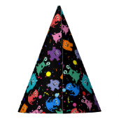 Party-Monster-Muster-buntes Monster-KinderParty Partyhütchen (Rückseite)