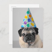 Party Mops Postkarte (Vorne/Hinten)