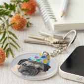 Party Mops Schlüsselanhänger (Vorderseite rechts)