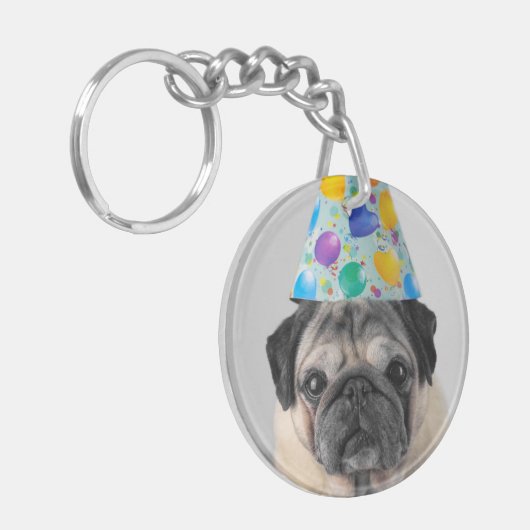 Party Mops Schlüsselanhänger (Vorderseite links)