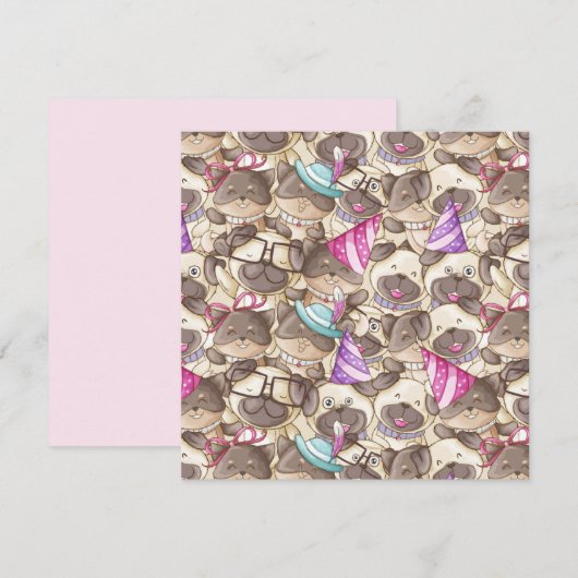 Party-Möpsen Feiertagskarte (Vorne/Hinten)