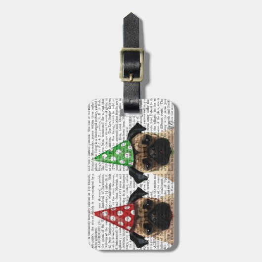 Party Möpsen Pair Gepäckanhänger (Vorderseite vertikal)