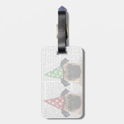 Party Möpsen Pair Gepäckanhänger (Rückseite vertikal)