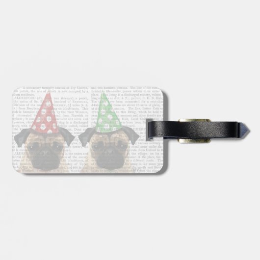 Party Möpsen Pair Gepäckanhänger (Rückseite horizontal)