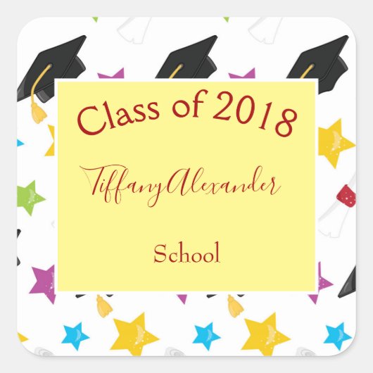 Party Multi-Color-Abschluss Quadratischer Aufkleber (Vorderseite)