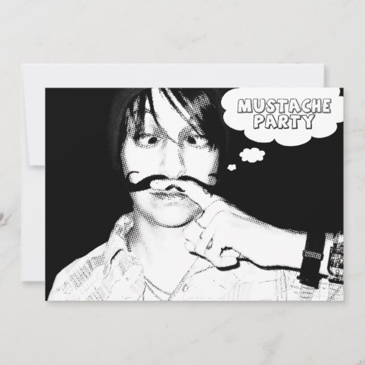 Party mustache: Comic Einladung (Vorderseite)