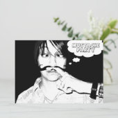 Party mustache: Comic Einladung (Stehend Vorderseite)