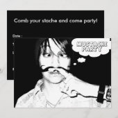 Party mustache: Comic Einladung (Vorne/Hinten)