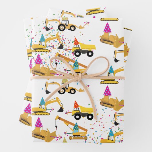 Party-Muster für Baulastwagen Geschenkpapier Set (Beispiel)