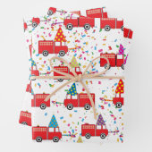 Party-Muster für rote LKW Geschenkpapier Set (Beispiel)