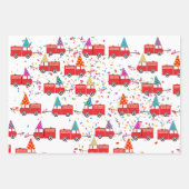 Party-Muster für rote LKW Geschenkpapier Set (Vorderseite)