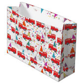 Party-Muster für rote LKW Große Geschenktüte (Vorderseite Schrägansicht)