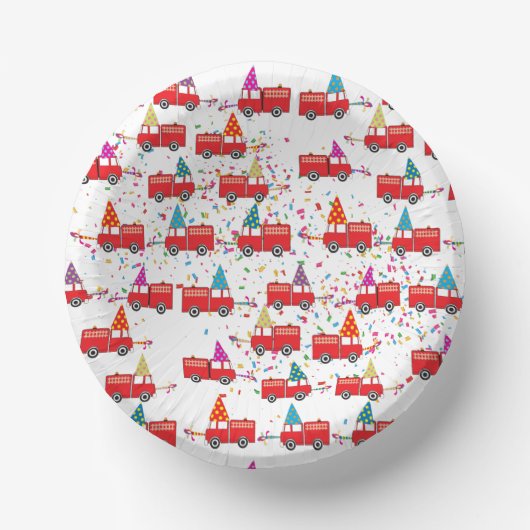 Party-Muster für rote LKW Pappteller (Vorderseite)