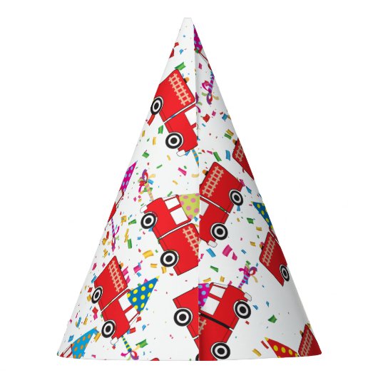 Party-Muster für rote LKW Partyhütchen (Rückseite)