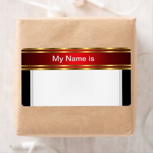 Party Name Etikett Gold Rot Schwarz (Insitu)