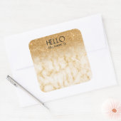 Party Name Tag Abzeichen Gold Glitzer Quadratischer Aufkleber (Umschlag)