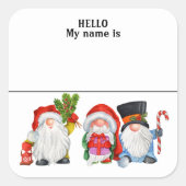Party Name Tag Weihnachten Gnome Feiertag Quadratischer Aufkleber (Vorderseite)